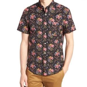 J. Crew Men’s Floral Shirt Secret Wash Shirting Slim Fit Size Large